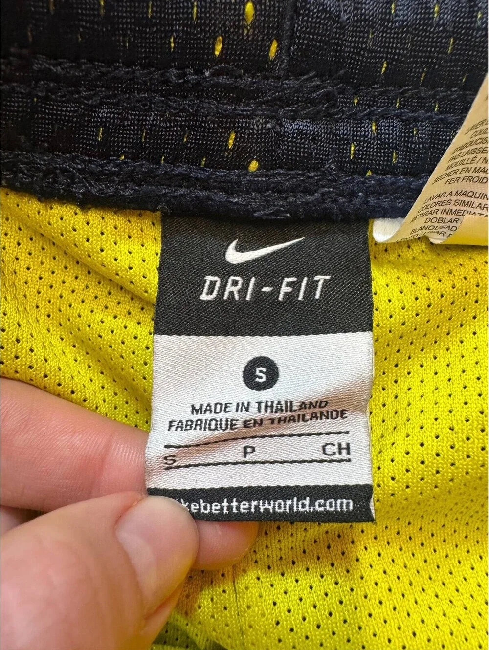 Nike Dri-FIT Men's Navy Volt Trim Athletic Shorts Size S 404909-452 Blue